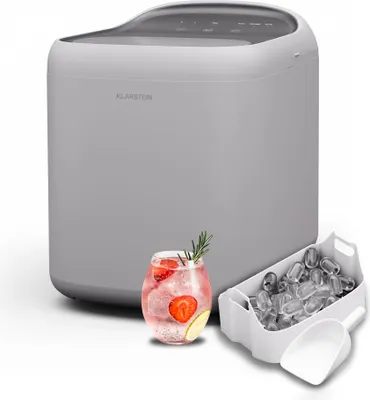 Image de Klarstein SparkIce machine à glaçons - 15 kg/24 h, 6 min, 2 tailles, nettoyage auto, tactile, pelle incluse, machine à glaçons maison, petite machine à glaçons, blanc