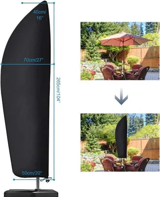 Zdjęcie produktu dla Wodoodporny parasol plażowy – odporny na warunki atmosferyczne i wiatr – 265 x 40/70/50 cm