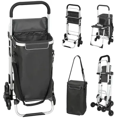Produktbild von Einkaufstrolley 40 L mit Oxford Tasche, 3 Rädern und Sitz | Für Einkauf & Garten