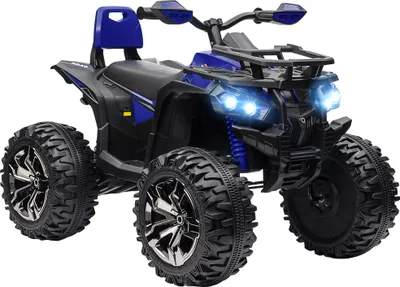 Produktbild von HOMCOM 12V Elektro-Quad für Kinder 3-5 Jahre 3-8km/h, Elektroauto für Kinder mit Musik, MP3, USB, TF-Karte, Scheinwerfer und Pedal, 100x65x73 cm, Blau