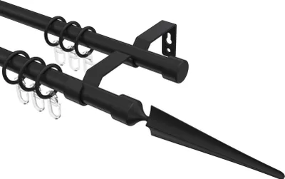 Produktbild von Interdeco Gardinenstange / Vorhangstange Schwarz, Typ Olymp Lorenzo (Speer), 16 mm Ø 2-läufig, 360 cm