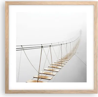 Produktbild von Gerahmtes Poster - Rahmen in heller Eiche - Brücke ausgesetzt Nebel - 40x40 cm - Wand Bild - Wanddeko - Wandbilder - Kunstposter - Wandposter - Bilderrahmen - Bilder - Kunstdruck - P2NAC40x40-5018