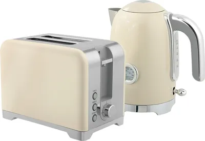Zdjęcie produktu dla Zestaw czajnika i tostera, 2200 W, 7 poziomów opiekania, kremowy
