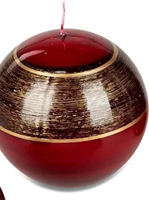 Produktbild von Bollweg/Formano Kerze Kugelkerze Streifen bordeaux 6cm 123g (Grundpreis 100g: 8,12 EUR)