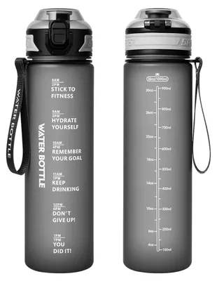 Produktbild von Trinkflasche, 1 Liter – BPA-frei und mit Zeitmarkierung – Ideal für Sport und Outdoor-Aktivitäten