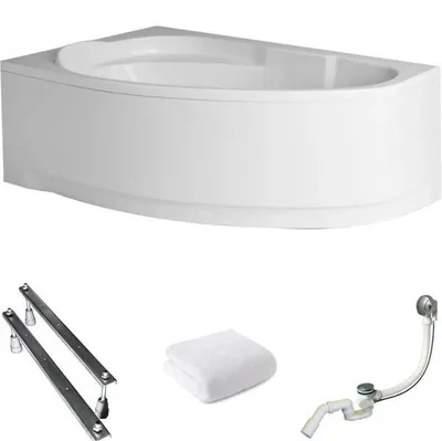 Obrázok produktu pre Aqua For You | Polimat Asymetrická vaňa Marea – 150 x 100 cm – Antibakteriálna úprava – S bielym obložením – Vľavo – Akryl