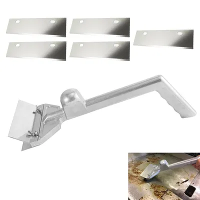 Produktbild von Grillspachtel Set Aluminium 41 cm, Grill Schaber mit 5 Ersatzklingen, Plancha Schaber, BBQ Reinigung Spachtel für Grillplatte