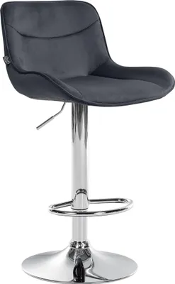 Produktbild von Barhocker RAGAD - Samt Schwarz 49x51x85 cm Silber | Barstuhl Höhenverstellbar Mit Lehne Drehbar Tresenhocker Tresenstuhl Kneipenhocker Kneipenstuhl