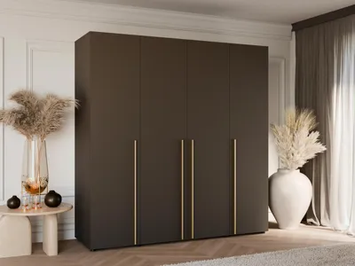 Zdjęcie produktu dla Szafa czterodrzwiowa DOMINO 200 cm 4 drzwi sypialnia salon czarny drążek