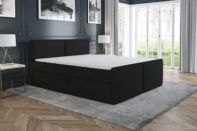 Produktbild von Boxspringbett Noxi 180x200 mit 2 Bettkästen, Bonell-Matratze und Topper. Möbel vom Hersteller- Handarbeit! Bett Komplett-Set mit Matratze, Bettkasten & Kopfteil. Modern und robust.