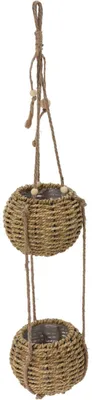 Produktbild von Rattan Doppel-Hängetopf Braun Rattan 10 cm x 10 cm x 72 cm