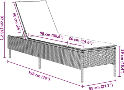 Obrázek produktu pro vidaXL Lehátko s polštářem z černého polyratanu