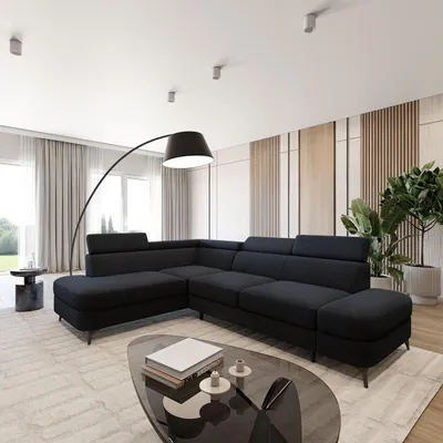 Produktbild von Masseno Ecksofa AVISE Q L-S mit Schlaffunktion L-Form, Sofa mit Bettkasten, Wohnzimmersofa, Couch, Soffa, Bettsofa, Couchgarnitur- Schwarz, QUELLE 100