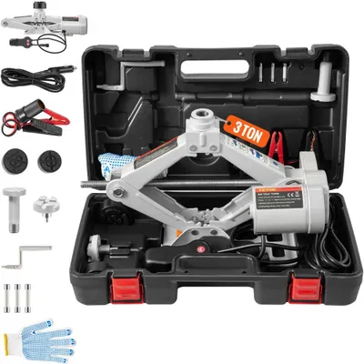 Obrázek produktu pro Elektrický zvedák s nosností 3 tuny (6600 liber), 12 V DC, automatický elektrický zvedák, zdvih 12–37 cm, nůžkový zvedák
