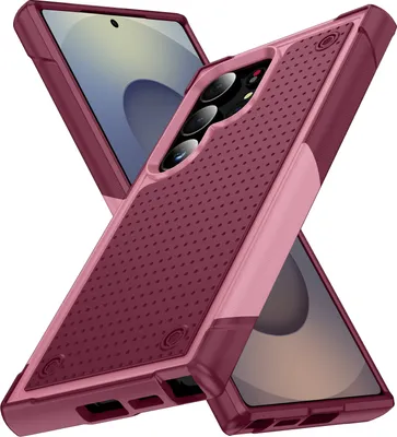 Produktbild von Hülle Für Samsung Galaxy S25 Ultra Militärqualität Stoßfest Hybrid 2 in 1 Hart PC Weich TPU Handyhülle Pink Rot