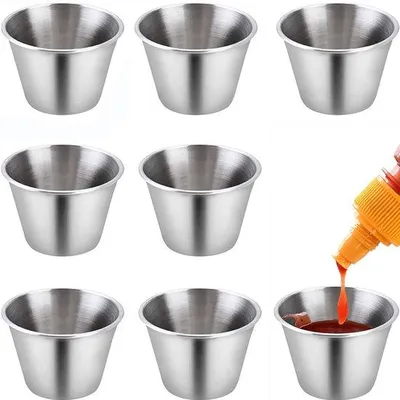 Produktbild von Famanu Dipschalen aus Edelstahl - vielseitig und stapelbar - Set von 8 - 50 ml