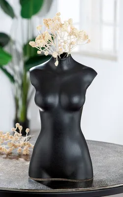 Produktbild von Gilde Vase "Black Lady" Keramik schwarz 47343