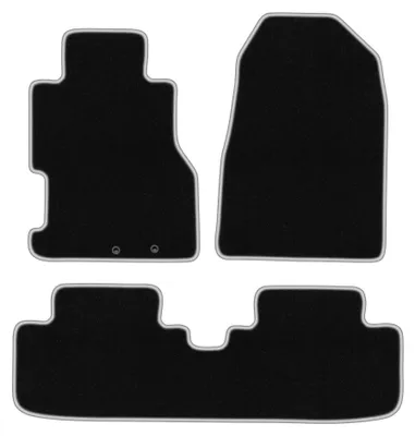 Produktbild von Velours-Fußmatten für Honda Civic VII 2001-2005 (3-drzwiowy hatchback/Coupé) – 3-tlg, Schwarz/Silber, passgenau – Wielganizator CARLUX