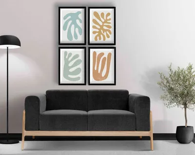 Produktbild von Wallity, 4P3853NISCT-002, Dekorativ gerahmtes MDF-Gemälde (4 Stück), 100 % MDF, Mehrfarbig, 38 x 53 cm