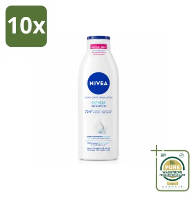 Imagen del producto de 10 unidades de crema corporal NIVEA Express, 250 ml, pack ahorro