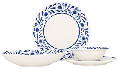 Immagine prodotto di Set di stoviglie Bonna (grande) - Colore: Blu Lavis - 24 pezzi - Per 6 persone - Porcellana