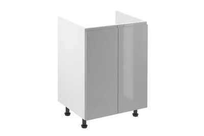 Produktbild von Spülenschrank 60 cm ohne Arbeitsplatte Küchenunterschrank mit 2 Türen ,Aspen D60Z Grau/Hochglanz