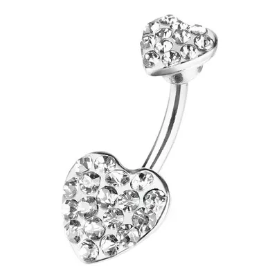 Produktbild von Taffstyle Bauchnabelpiercing Bauchnabelpiercing Schmuck Stecker Doppel Kristall Ferido Herz, Clear