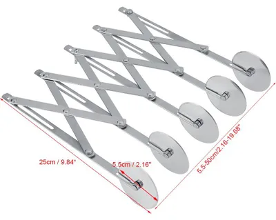 Pizzaschneider aus Edelstahl, 5 Räder, verstellbar, einziehbar
