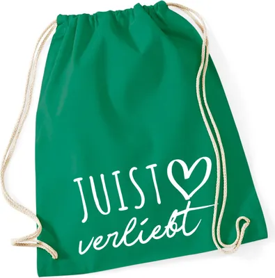 Produktbild von Huuraa Turnbeutel Juist verliebt 12 Liter Kelly Green Baumwolle Rucksack Geschenkidee