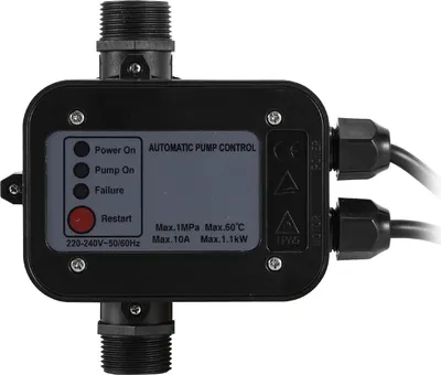 Produktbild von Faziango Pumpensteuerung Druckschalter Wasserpumpe mit Kabel 10 Bar Trockenlaufschutz Hauswasserwerk Druckwächter Gartenpumpe Drucktaster Schwarz