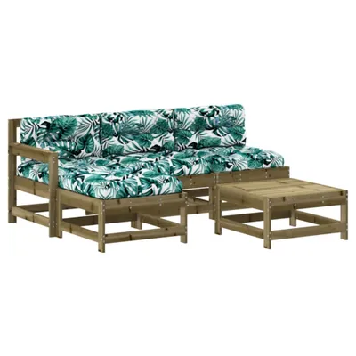Produktbild von 5-tlg. Garten-Lounge-Set mit Kissen Imprägniertes Kiefernholz