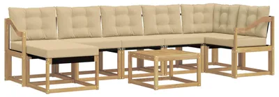 Produktbild von vidaXL Outdoor-Sofagarnitur mit Kissen 8 pcs Weiß und Beige