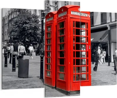 Produktbild von Bild auf Leinwand - Leinwandbild - Großbritannien London Telefon Straße - 130x100cm - Wand Bild - Wanddeko - Leinwanddruck - Bilder - Kunstdruck - Leinwand bilder - Wandkunst - CB130x100-0364