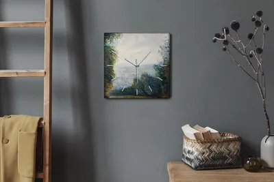 Produktbild von Coloray Hodiny Unikátní 30x30 cm  Tiché hodiny Pro obývací pokoj a kuchyň Nástěnné hodiny Plátno Bílé ručičky hodin - Lesní krajina