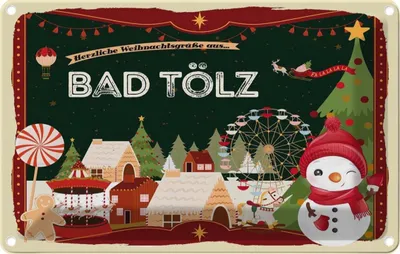 Produktbild von vianmo Blechschild 20x30 cm Weihnachten BAD TÖLZ