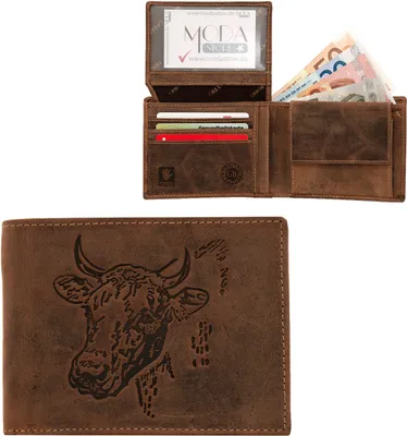 Zdjęcie produktu dla Męski skórzany portfel brązowy VINTAGE z motywem KUH 1705-COW-25