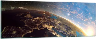 Produktbild von Bilder auf glas - Kosmos Erde - 90x30cm - Glasbilder - Wandbilder - Bilder - Kunstdruck - zum Aufhängen bereit - Wanddekoration aus Glas - Glas Bilder - Wandbild auf Glas - Einteilig - GAB90x30-3809
