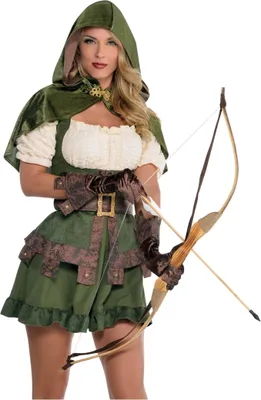 Robin Hood Kostüm Jägerin des Waldes für Damen Gr. 32-50 Kleid grün Paarkostüm Mittelalter Fasching Karneval Mottoparty