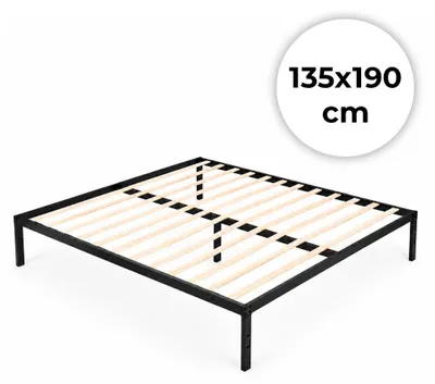 Obrázok produktu pre Kovové lôžko 135x190 cm s roštom, minimalistický čierny rám, ModernHome