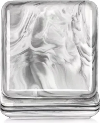 Immagine prodotto di Set da portata Dynastic - 4 pezzi - 4 persone - Vetroceramica Marmerlook - Piatto per la cena e piatto per la colazione - Elegante e senza tempo