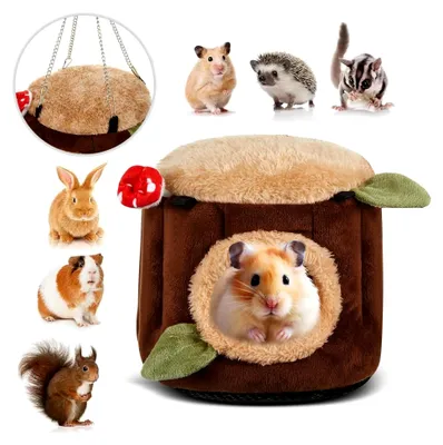 Produktbild von Höhle und Hängematte für Kleintiere, Versteck für Hamster, Hängematte für Zwerghasen, Chinchillas, Igel und Papageien