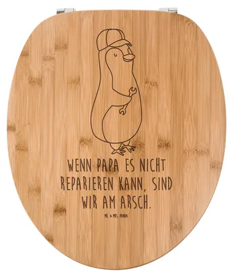 Produktbild von Mr. & Mrs. Panda WC-Brille Wenn Papa es nicht reparieren kann, sind wir am Arsch - Transparent - Geschenk, Toilettendeckel, Schraubenschlüssel, Vatertag, Opa, Pinguin