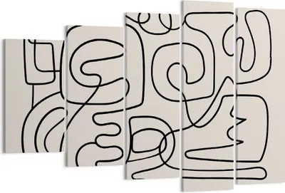Produktbild von Bild auf Leinwand - Leinwandbild - 5 Teile - Linien Figuren Formen - 150x100cm - Wand Bild - Wanddeko - Wandbilder - Leinwanddruck - Bilder - Wanddekoration - Leinwand bilder - EG150x100-5121