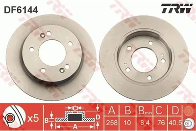 Produktbild von 2x TRW Bremsscheibe DF6144 für HYUNDAI ix20 (JC) für KIA VENGA (YN) 40 5mm 258mm