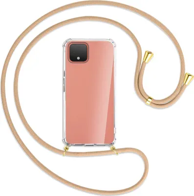 Produktbild von Handykette Backcover-Schutzhülle mit Band (Metall goldfarben) für Google Pixel 4 XL - beige