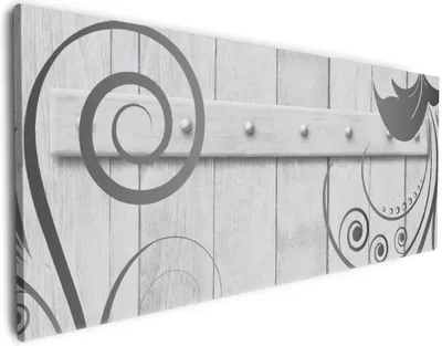 Produktbild von Wallario Premium Leinwandbild Graue Holztür mit Schnörkelmuster in Größe 50 x 125 cm
