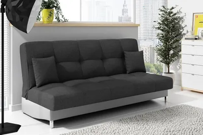 Produktbild von LIKMA Schlafsofa 3 Sitzer ausziehbar Dunkelgrau + Hellgrau Kunstleder 195x91x85 cm mit Bettkasten & Schlaffunktion ohne Armlehnen
