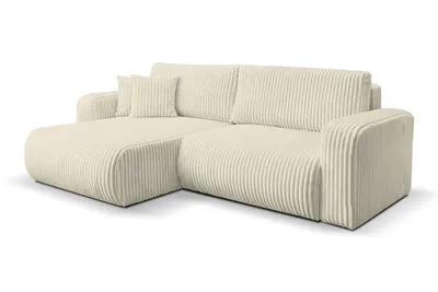 Produktbild von VENASI TILLY Universell Ecksofa mit Schlaffunktion und Bettkasten Cord BEIGE Schlafsofa Sofa