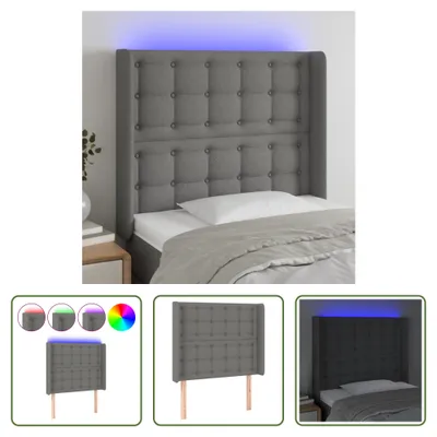 Produktbild von The Living Store LED Kopfteil Dunkelgrau 83x16x118/128 cm Stoff