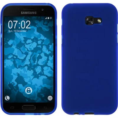 Produktbild von PhoneNatic Case kompatibel mit Samsung Galaxy A7 (2017) - blau Silikon Hülle matt + 2 Schutzfolien